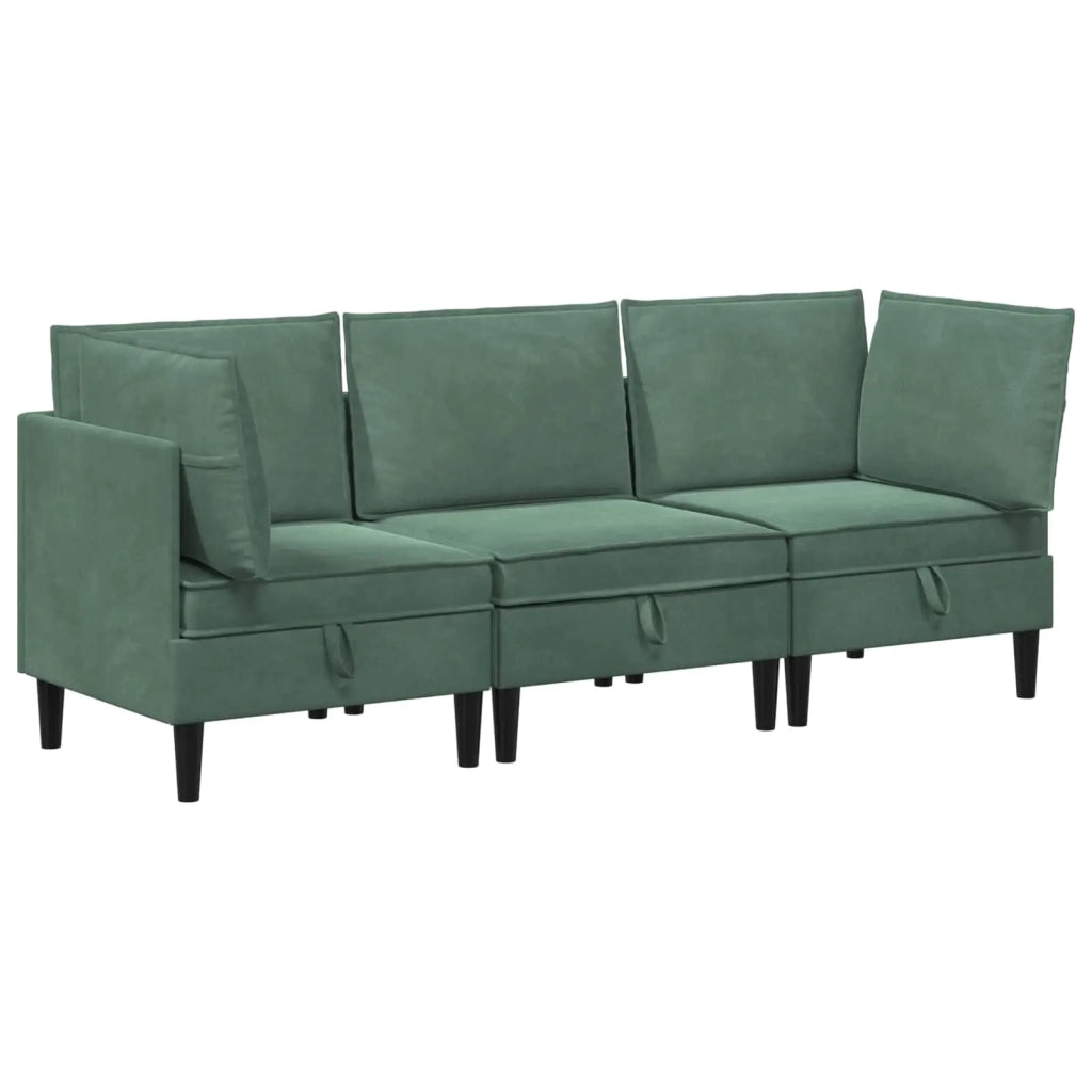 Set di mobili per il soggiorno 3 pcs Verde Mare Velluto