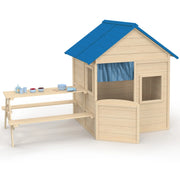 IDMarket - Casetta in legno per bambini ODYSSEY, casetta da esterno con tavolo da picnic incorporato