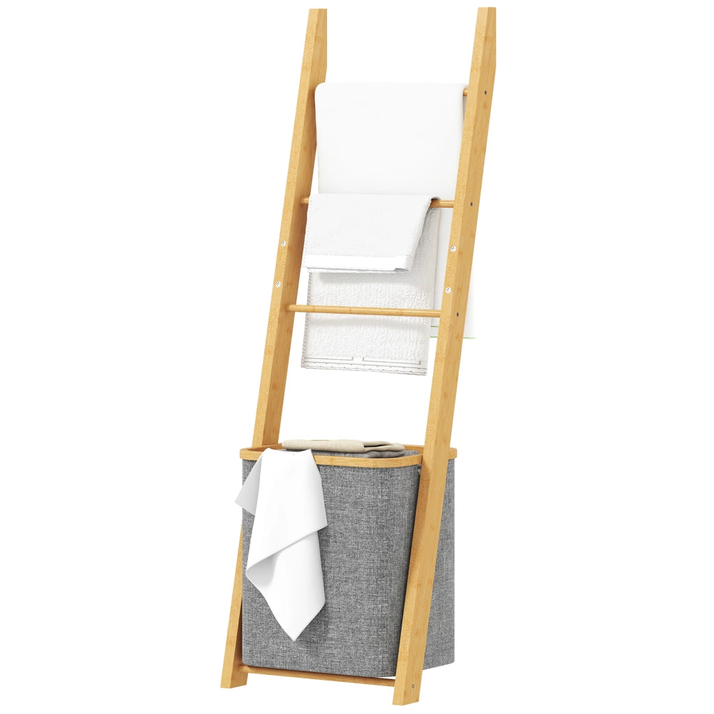 Scala Portasciugamani con Cestino ¨C zephmum ¨C Grigio Bamb¨´ 43x35x133 cm
