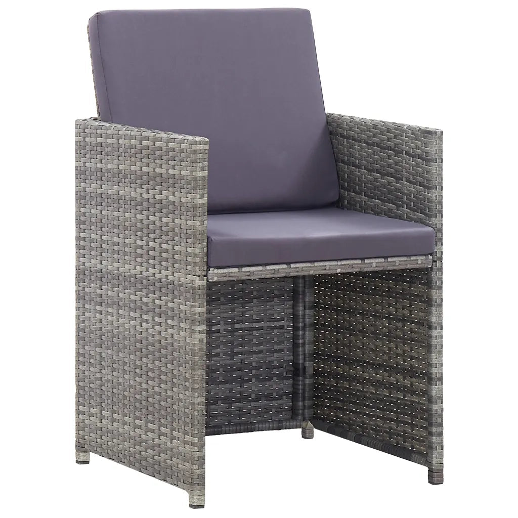 Set da Pranzo da Giardino 11 pz con Cuscini Polyrattan Grigio 46380
