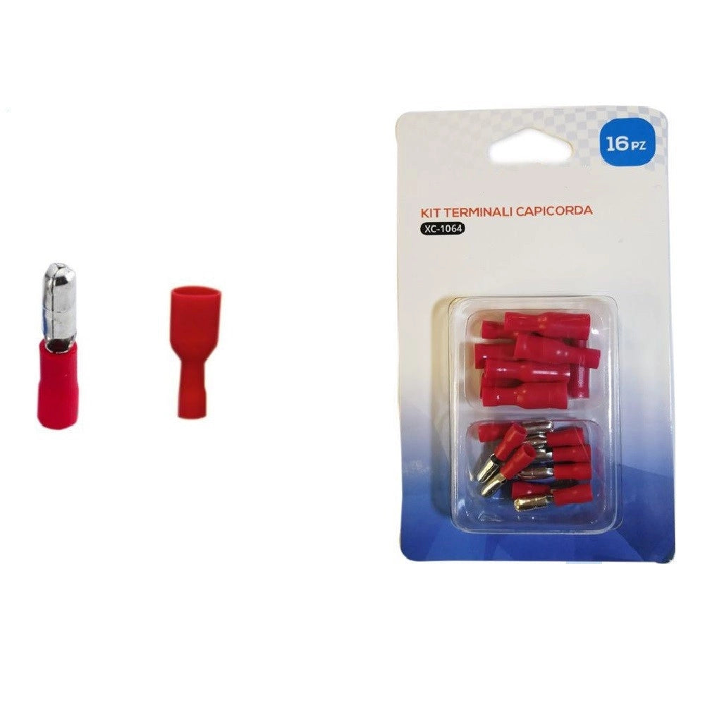 Trade Shop - Kit 16 Terminali Capicorda Connettori Preisolati Frd1.25-156 Mpd1.25-156 Xc-1064 -