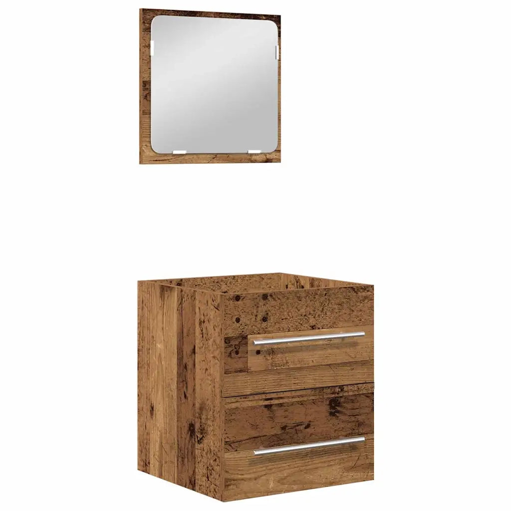Set di mobili per il bagno con cassetto 2 pcs Legno vecchio 3393507