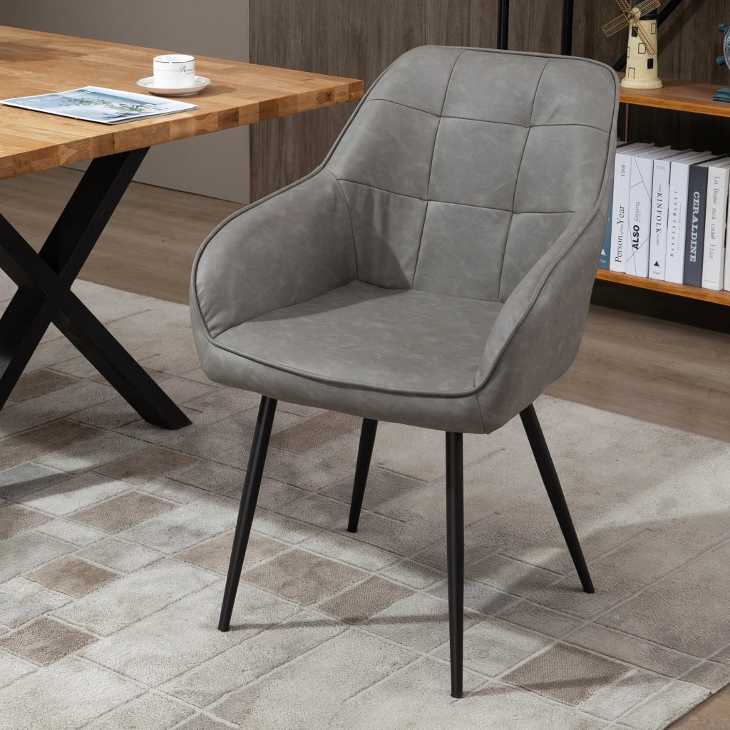 Sedia da Pranzo in Finta Pelle e Metallo Nero ¨C zephmum ¨C Grigio 61x58x84 cm
