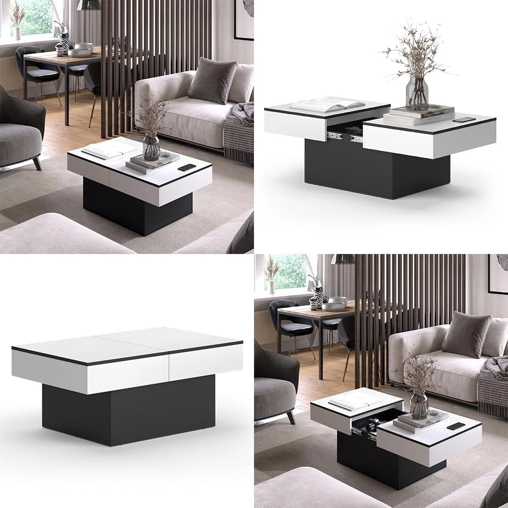 Tavolino salotto Boto, Nero, 95 x 58 cm Estensibile