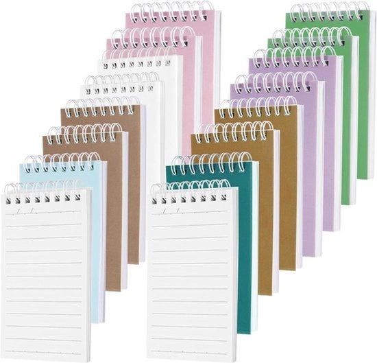 Blocchi note con cerniera - 60 pagine - Lignee - Set da 16 - Dimensioni compatte - Varie colorazioni - Adatto per uso domestico e ufficio.