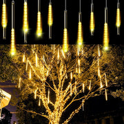 Trade Shop - Luci Natale Da Esterno Natalizie Led Effetto Pioggia Stella Cadente Bianco Caldo -