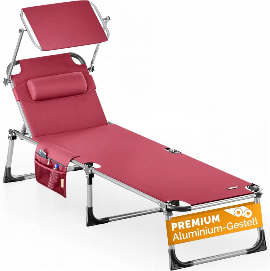 ® Lettino Prendisole Pieghevole Malta 210x61cm con Tettuccio Carico Max. 180kg Sdraio da Giardino Mobili Esterno