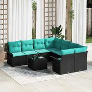 Set Divano da Giardino con cuscino 9 pcs Nero polyrattan 3345306