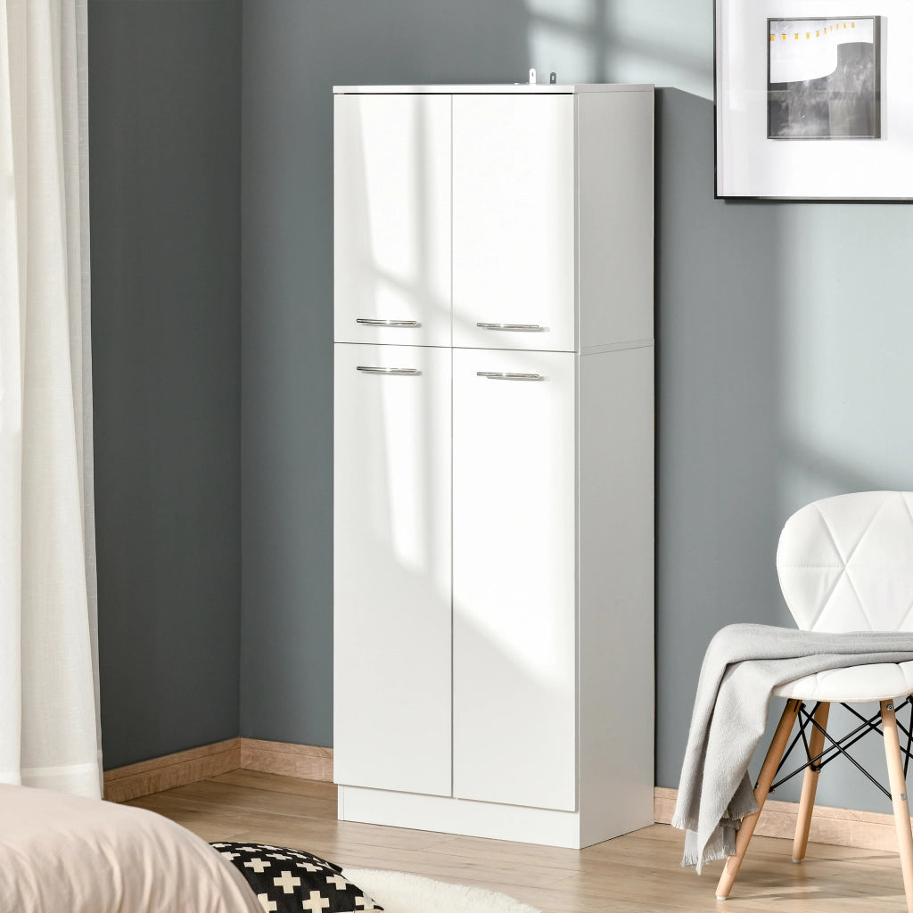 Armadio Multiuso a 4 Ante con Ripiani Regolabili ¨C Zephmum ¨C Bianco, MDF, 59x31x155cm