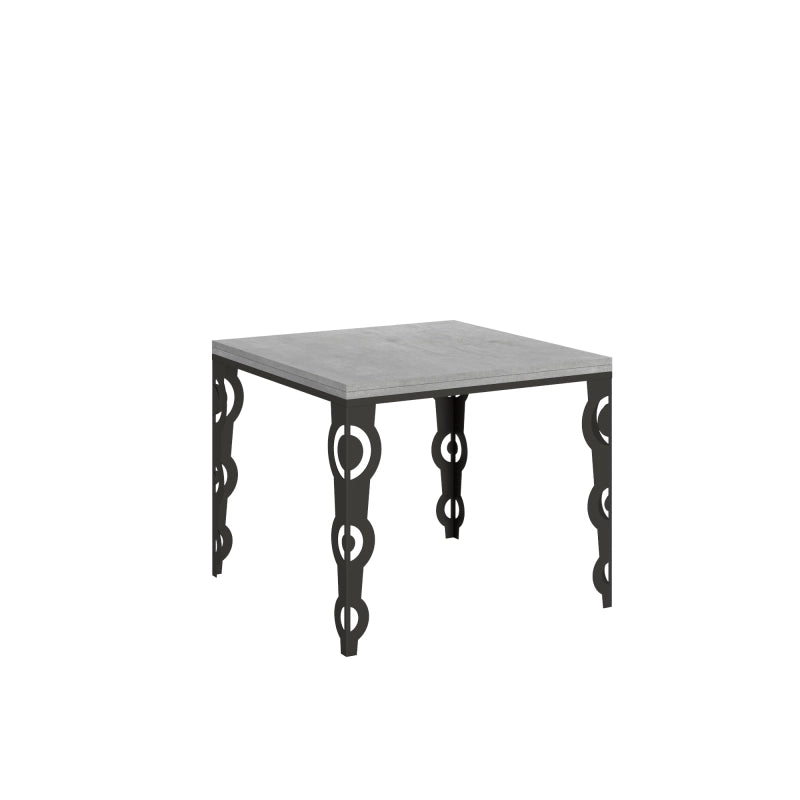 Tavolo apribile 90x90/180 cm Karamay Libra telaio Antracite - Cemento