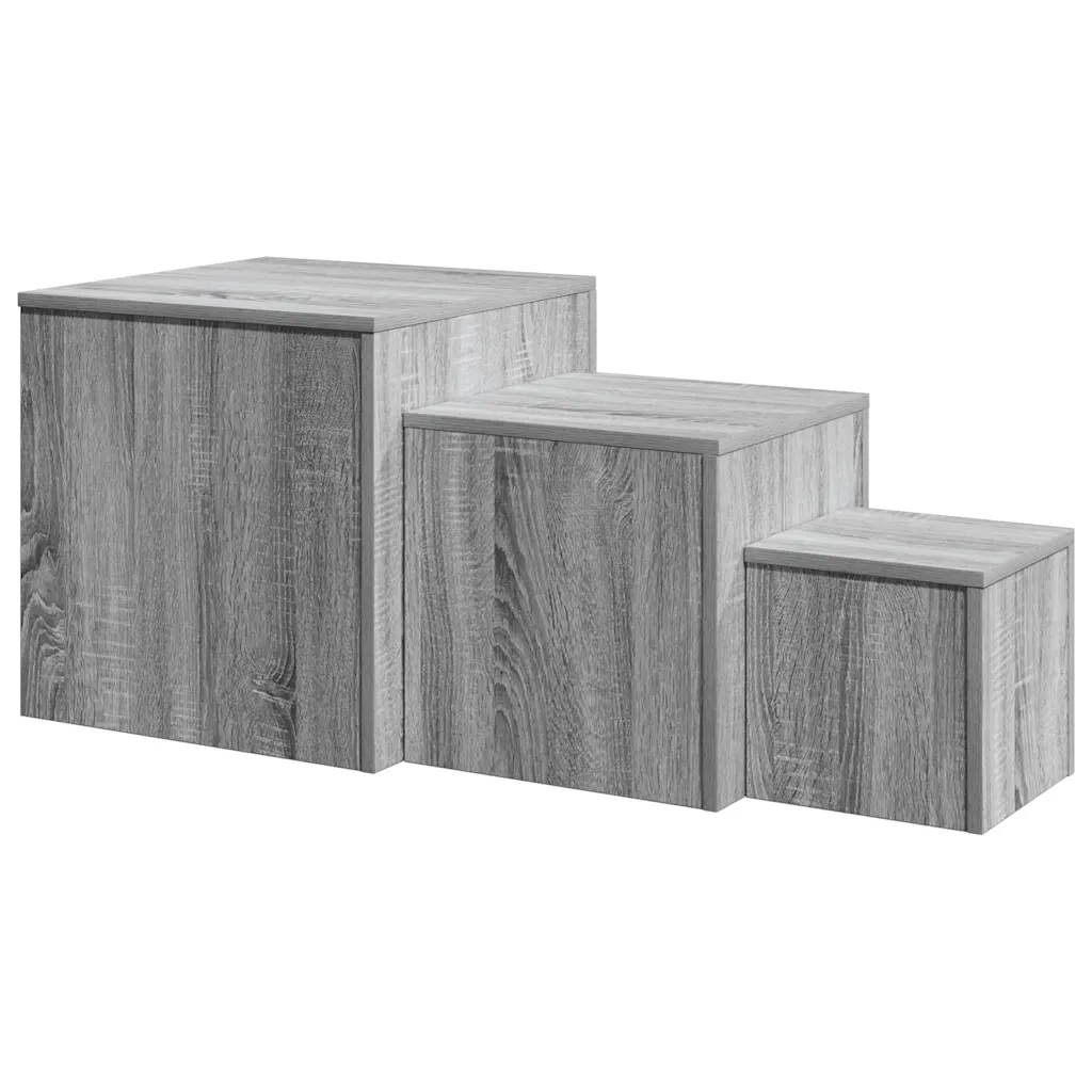 Credenze 3 pz Grigio Sonoma in Legno Multistrato