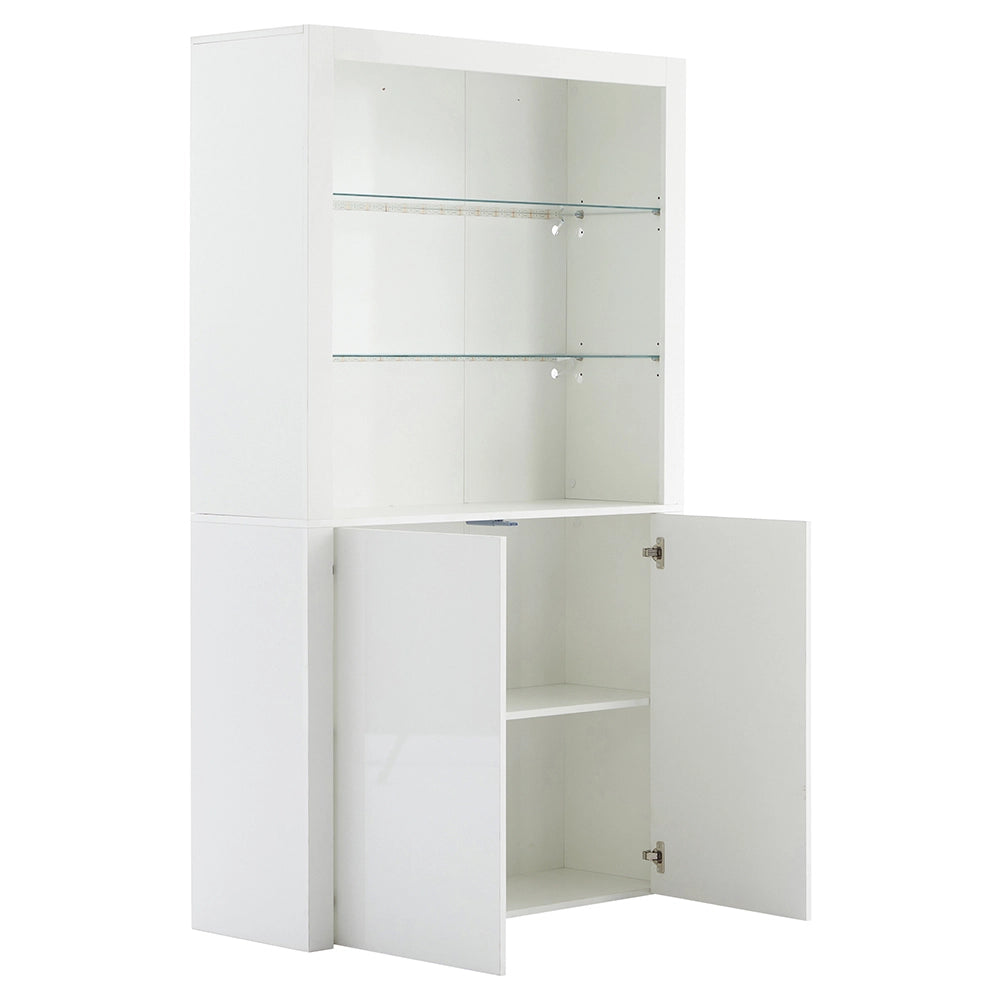 Buffet d'appoint per il soggiorno - Xylo - 100x35x170 cm - Vetro temperato, illuminazione LED