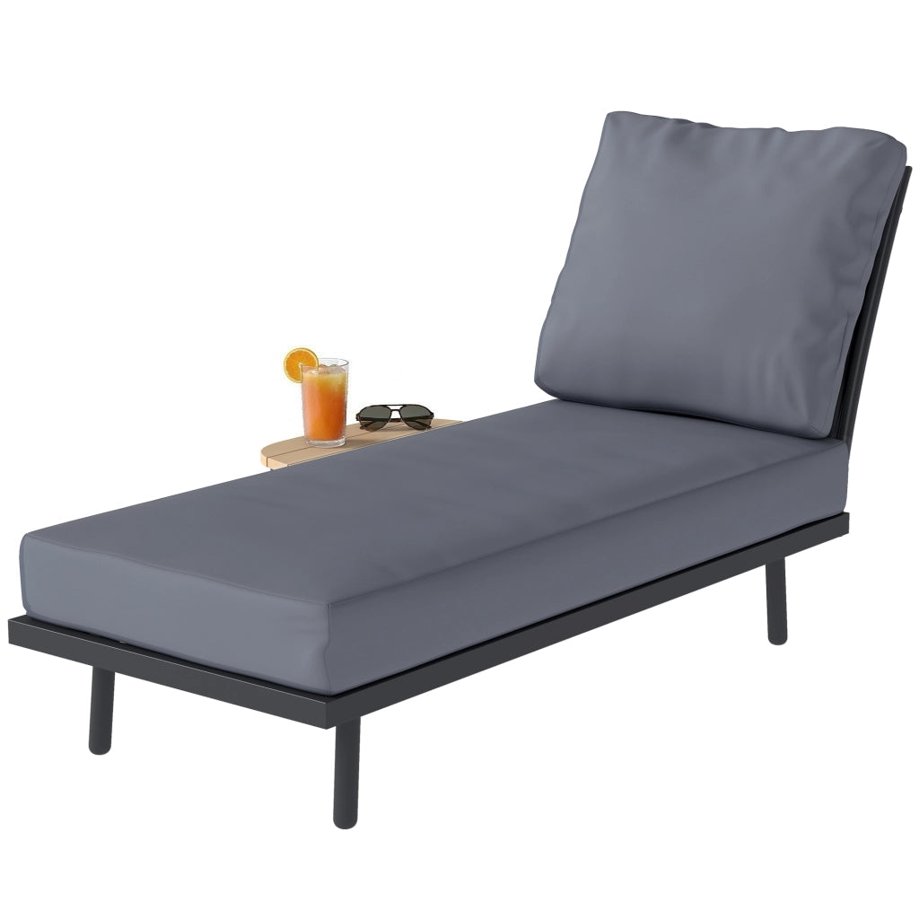Chaise Longue da Giardino con Cuscini ¨C zephmum ¨C Grigio 58x137x75cm