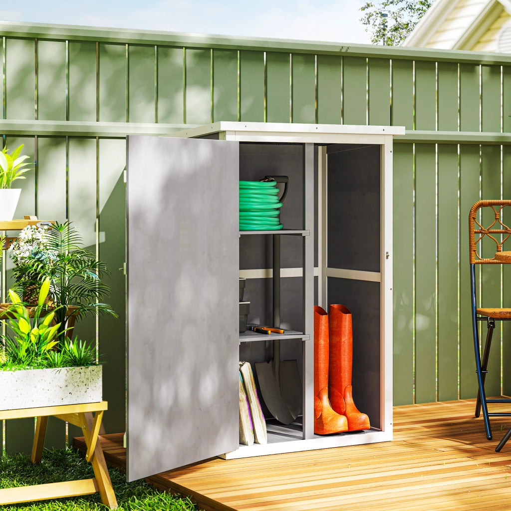 Armadio da giardino in legno per esterno con 2 ripiani e tetto in bitume ¨C zephmum ¨C 75x56x115 cm grigio