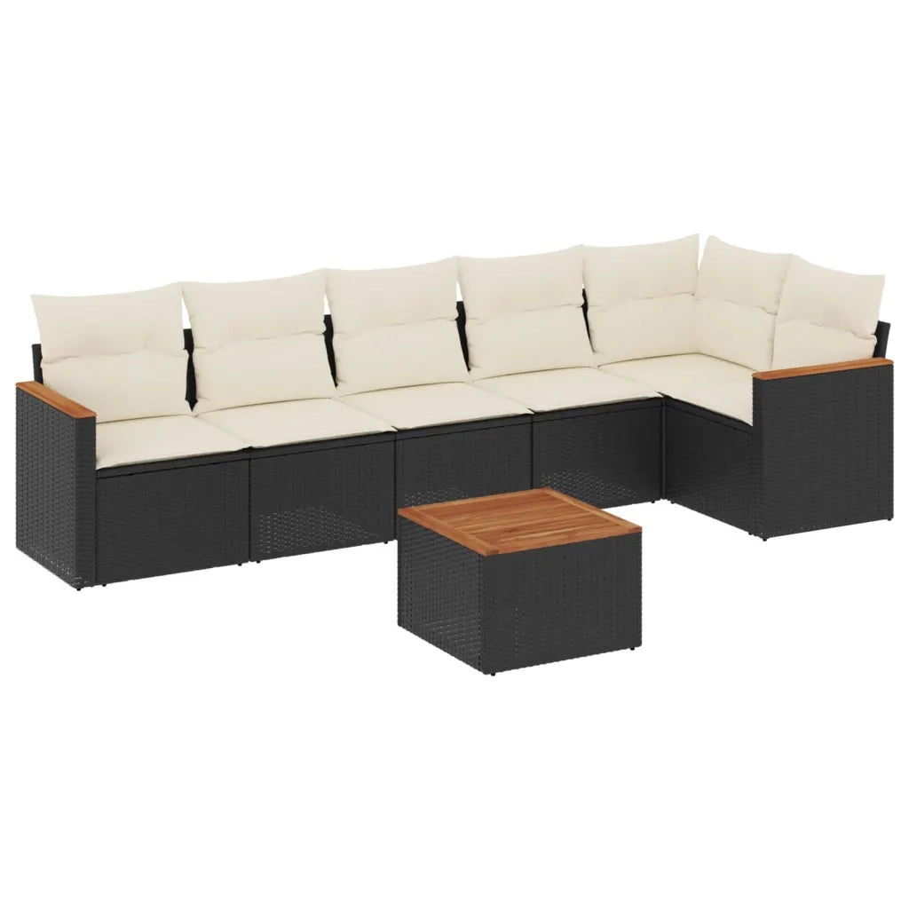 Set Divani da Giardino con Cuscini 7pz Nero Polyrattan 3258395