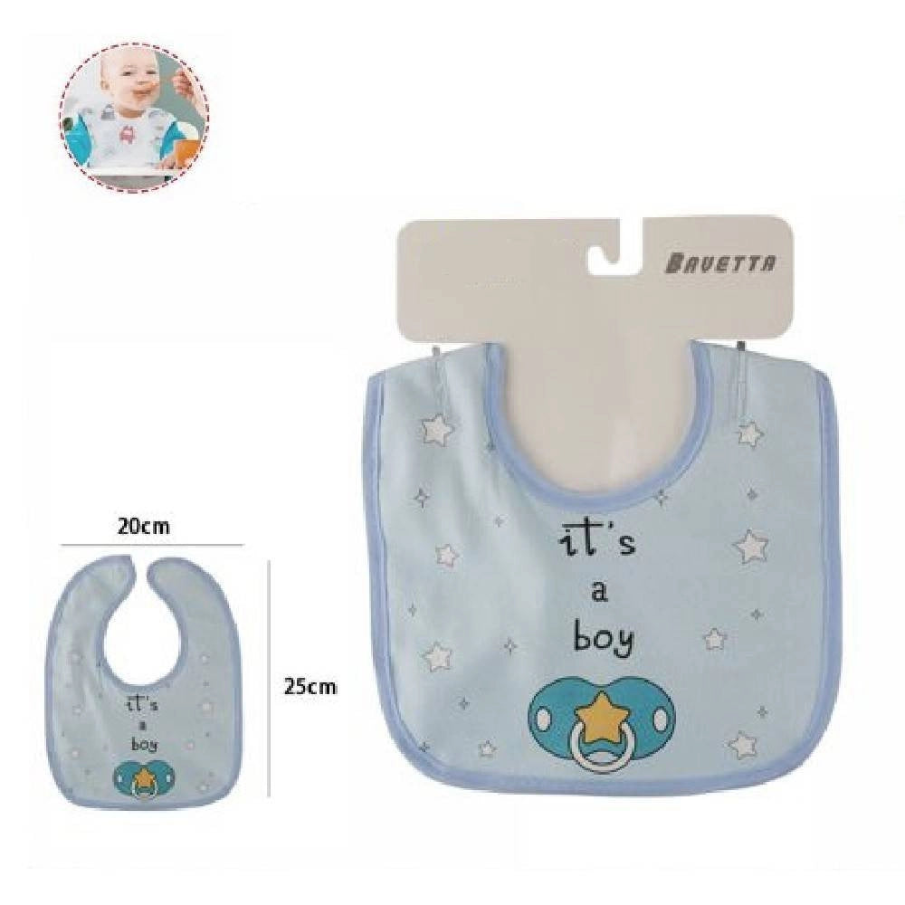 Trade Shop - 2pz Bavetto Bavaglino Neonato Pappa Allattamento Bambini It's A Boy Azzurra 68335 -
