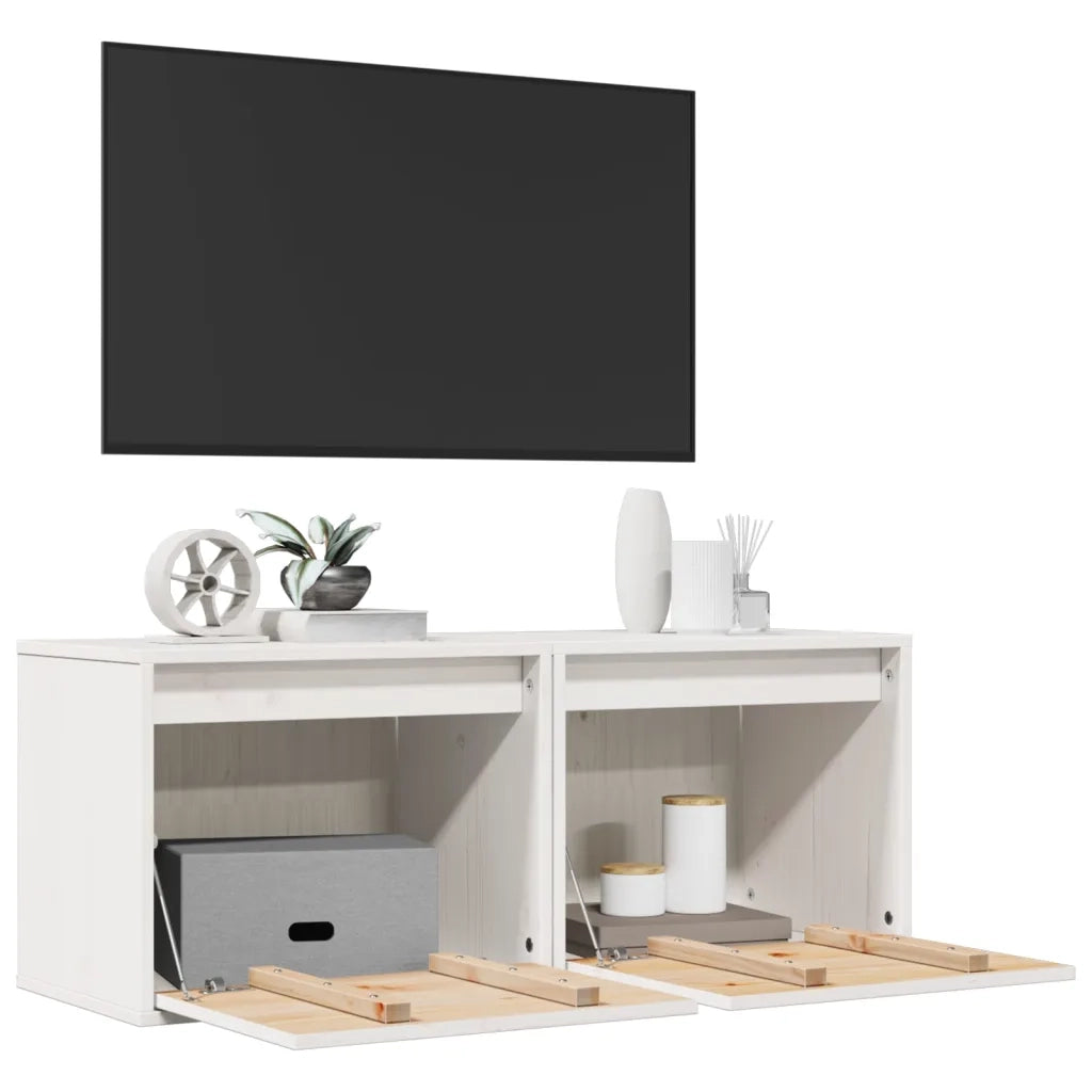 Pensili Bianchi 2 pz 45x30x35 cm in Legno Massello di Pino 813438