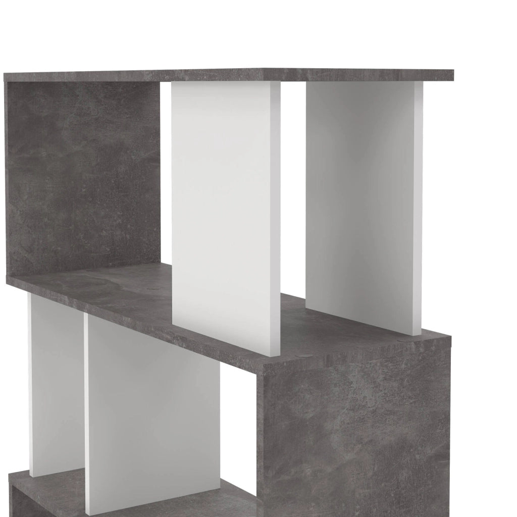 Libreria con 5 ripiani Arg, colore bianco e grigio, Misure 80 x 175 x 29,5 cm