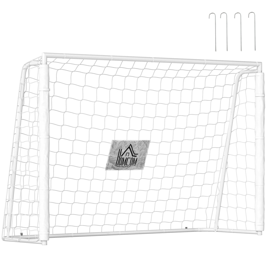 Porta da calcio - zephmum - bianco 186x62x123 cm con rete e picchetti