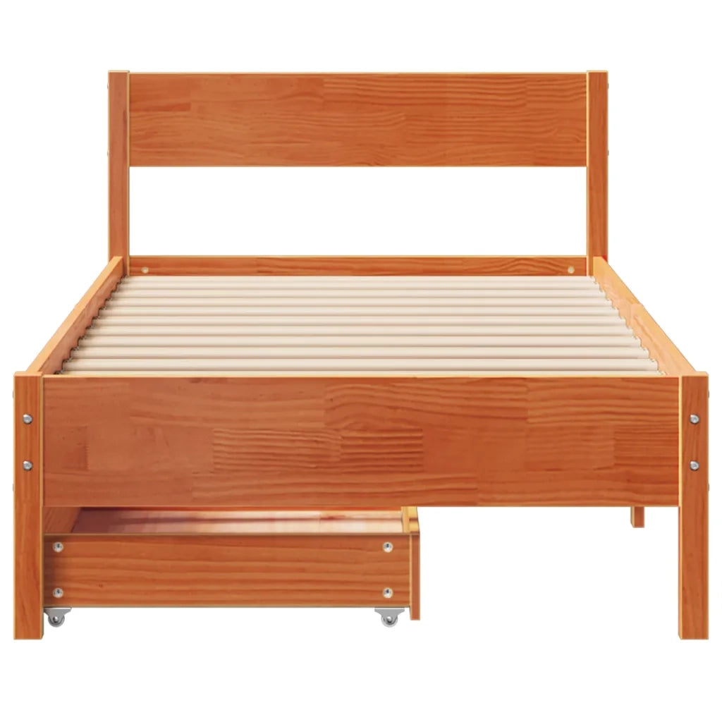 Letto senza Materasso Marrone Cera 90x190 cm in Legno di Pino 3301772