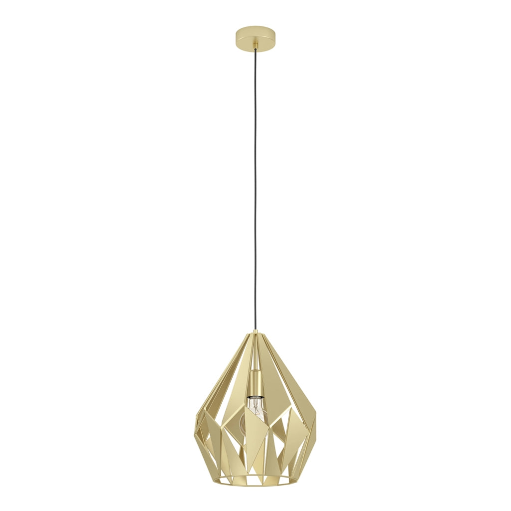Lampadario A Sospensione Vintage Carlton Acciaio Dorato 1 Luce E27