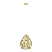 Lampadario A Sospensione Vintage Carlton Acciaio Dorato 1 Luce E27
