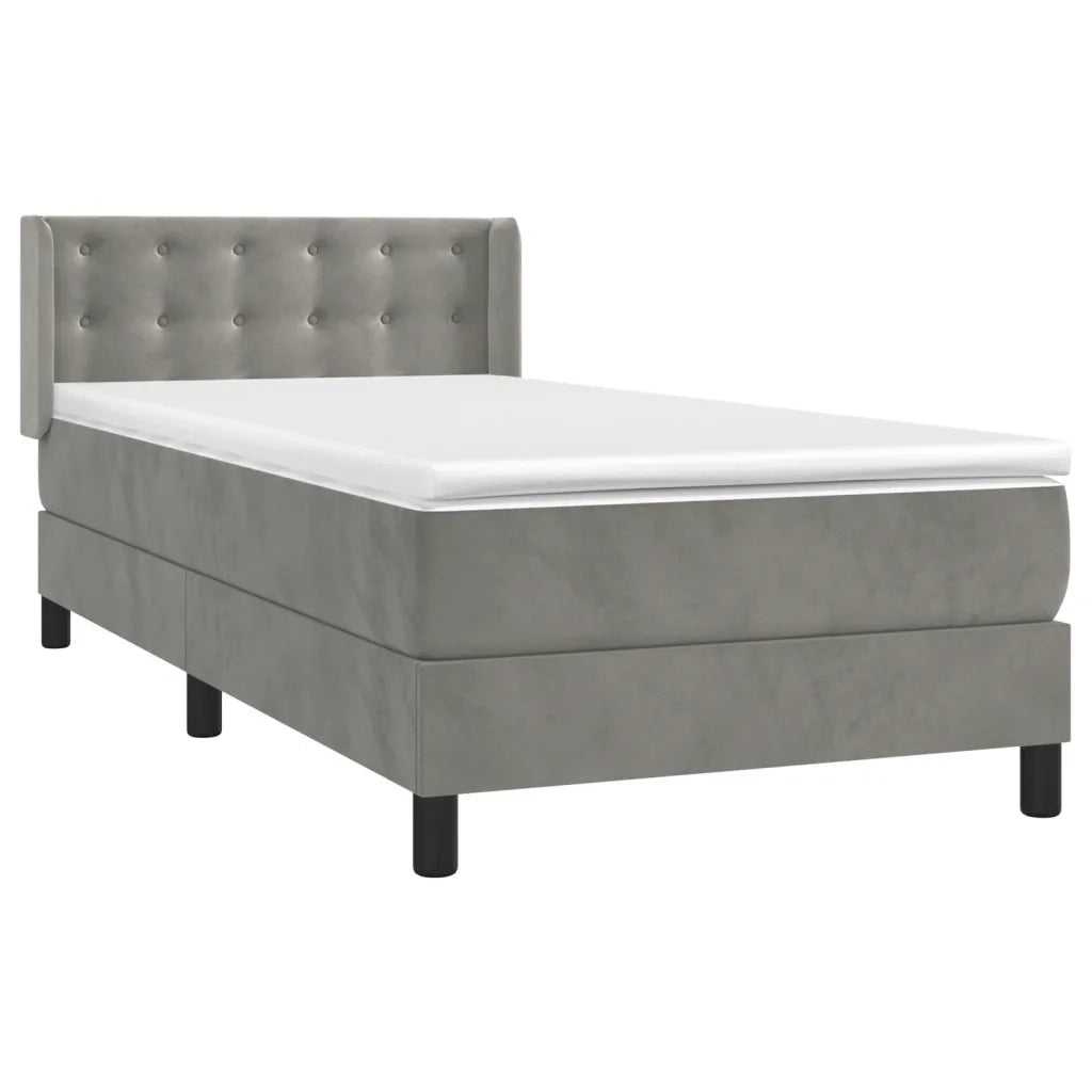 Giroletto a Molle con Materasso Grigio Chiaro 90x200 cm Velluto cod mxl 59379