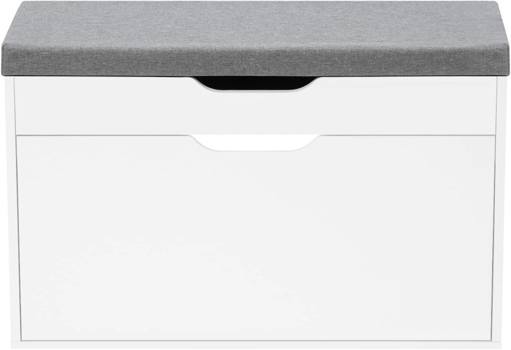 Panca Scarpiera da Ingresso, Porta Scarpe con Cassetto Ribaltabile a 2 Livelli e Scomparto Nascosto, per Ingresso, Camera da Letto, Soggiorno, Corridoio, 80x30x51 cm, Bianco + Grigio