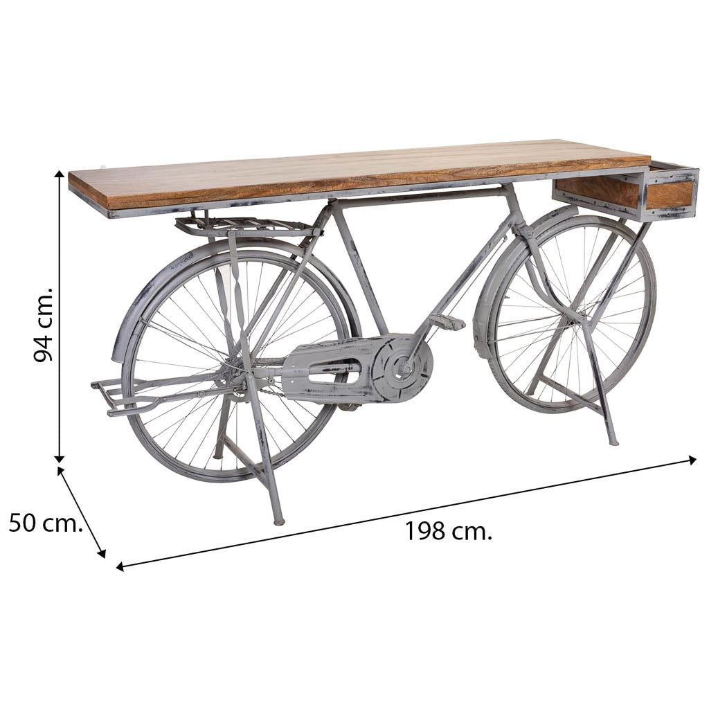 Mobile da ingresso in legno e metallo laccato argento 198x50x94h