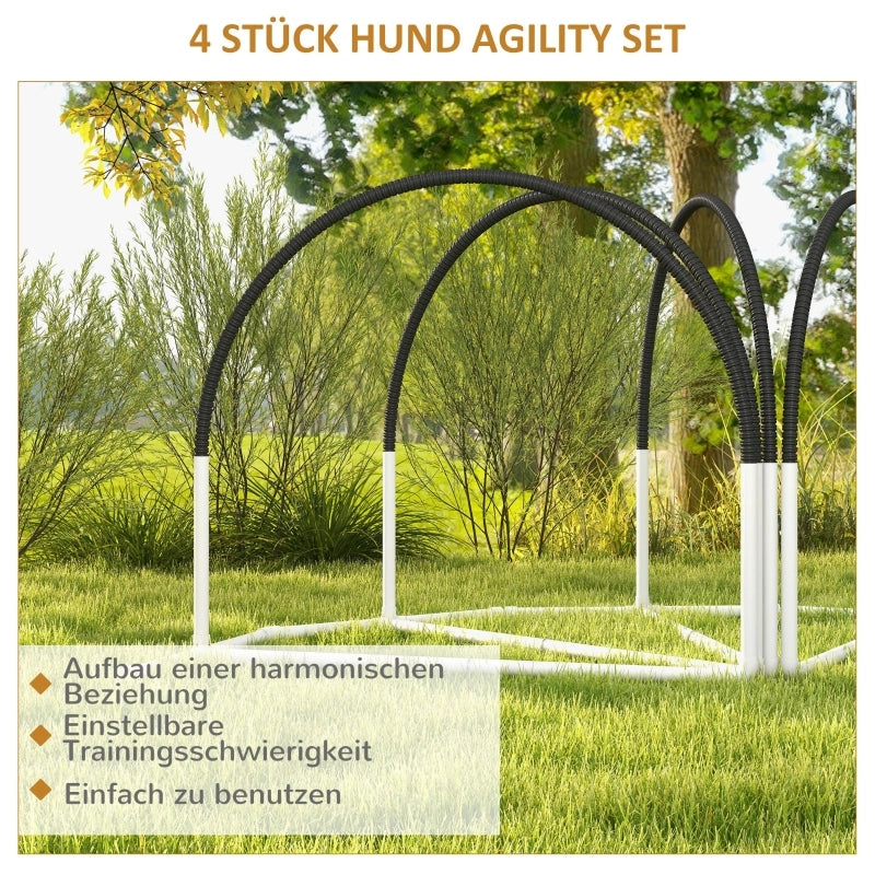 Set per agility dog, accessori per addestramento cani, set agility, 4 pezzi, 89 x 69 x 99 cm, bianco + nero