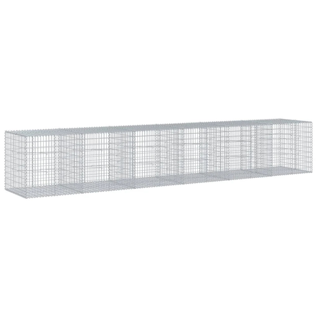 Gabbione recinto a gabbia muro di contenimento con coperchio 600 x 100 x 100 cm ferro zincato argento 02_0040179