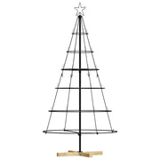 Albero a Cono di Natale con supporto-Decorazioni natalizie Nero 150 cm Acciaio