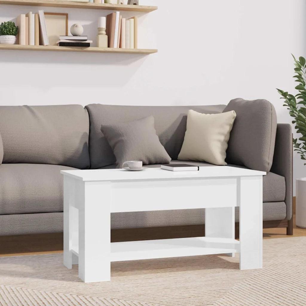 Tavolino da Salotto Bianco Lucido 101x49x52cm Legno Multistrato