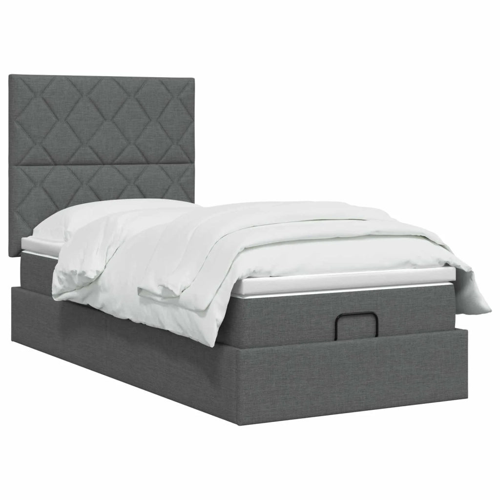 Letto Ottomano con Materasso e LED Grigio Scuro 90 x 200 cm 3458125