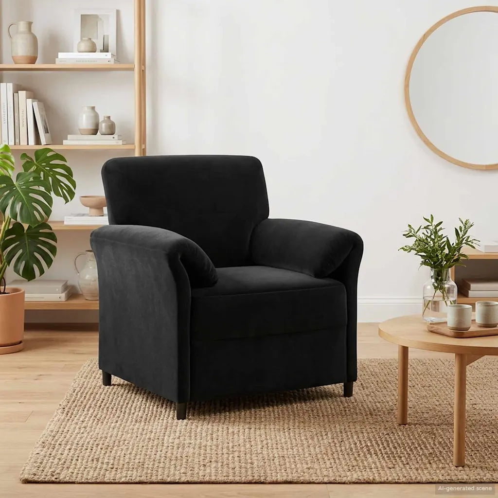 Divano | Divano da soggiorno | Sofa 1 posto Nero 88 x 83 x 95 cm Velluto