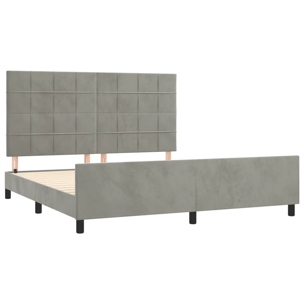 Giroletto con Testiera Grigio Chiaro 180x200 cm in Velluto cod mxl 60930
