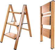 Ladder op 3 stadi op poggiolo in alluminio con pedali antiscivolo per uso domestico e ufficio