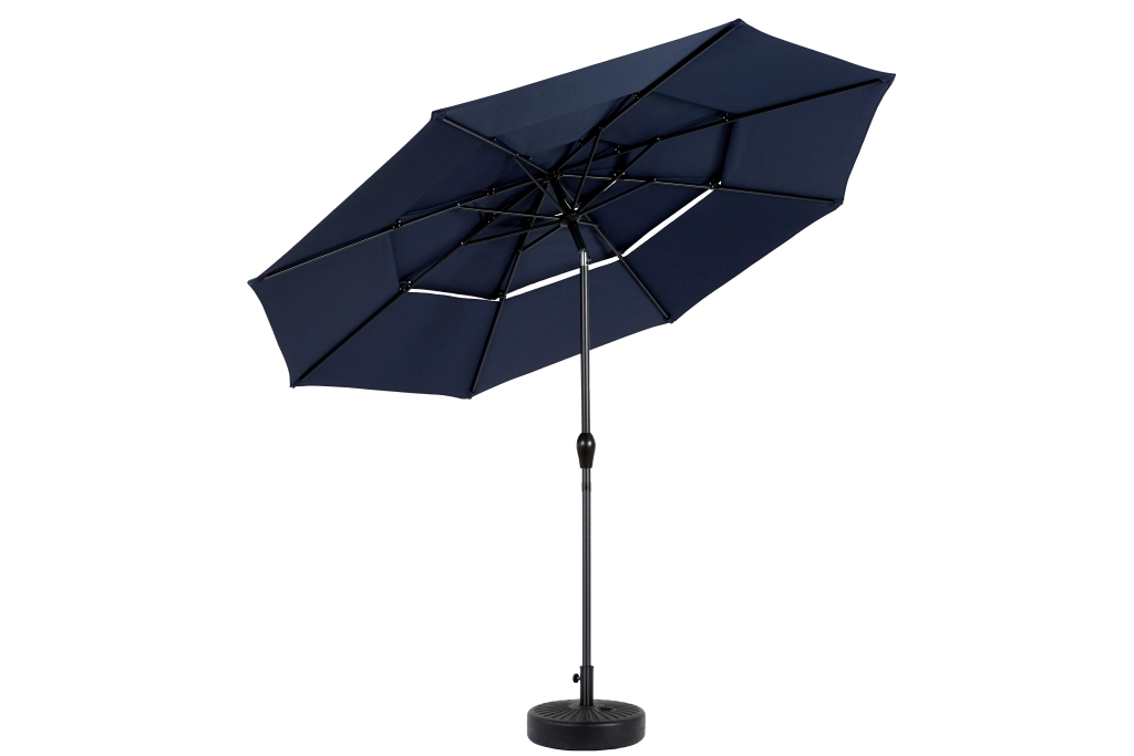 OMBRELLO DA GIARDINO 10FT 3 TIER inclinabile automatico Blu Navy senza base