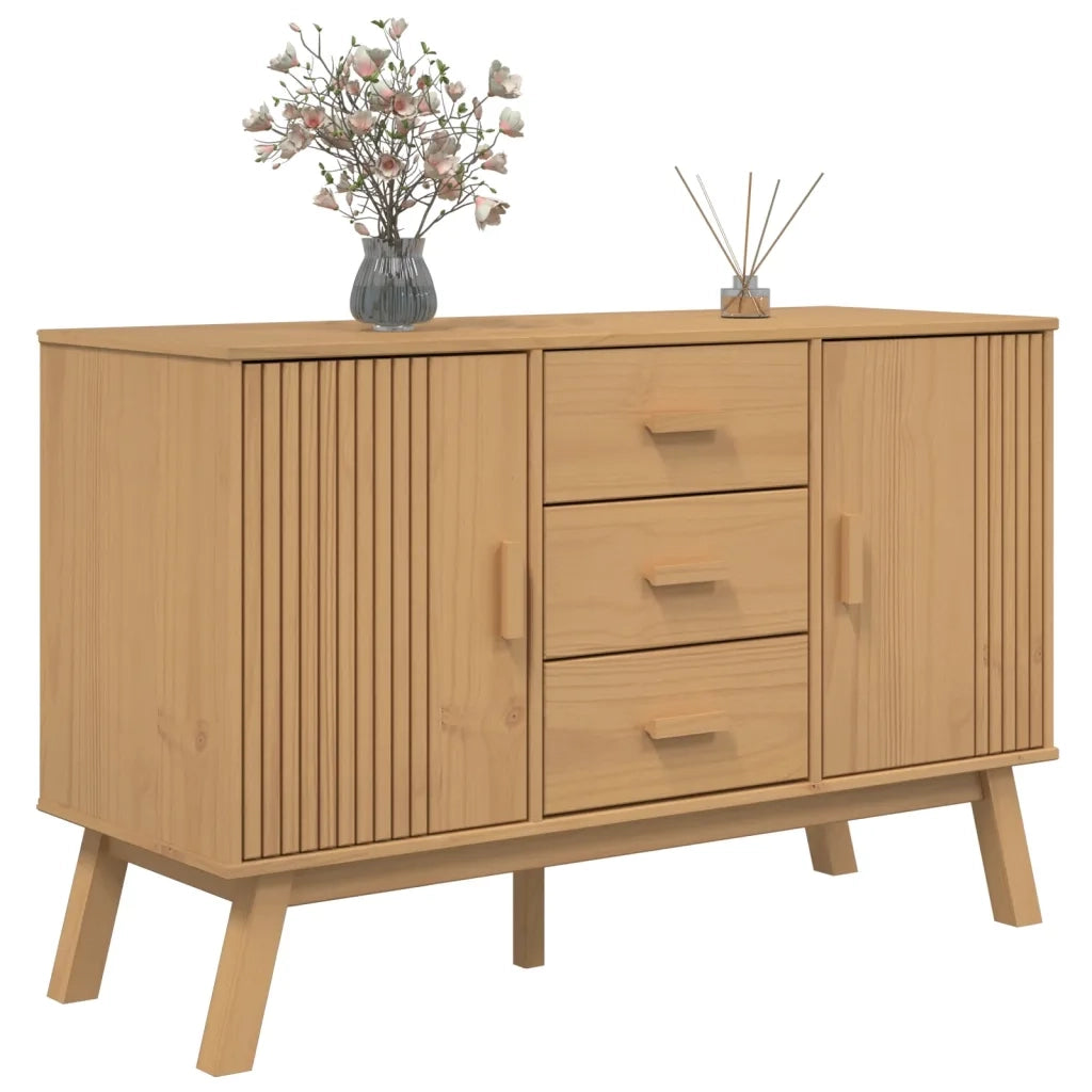 Credenza | Madia | Buffet da pranzo | Armadio da pranzo OLDEN Marrone 114x43x73,5 cm in Legno Massello di Pino