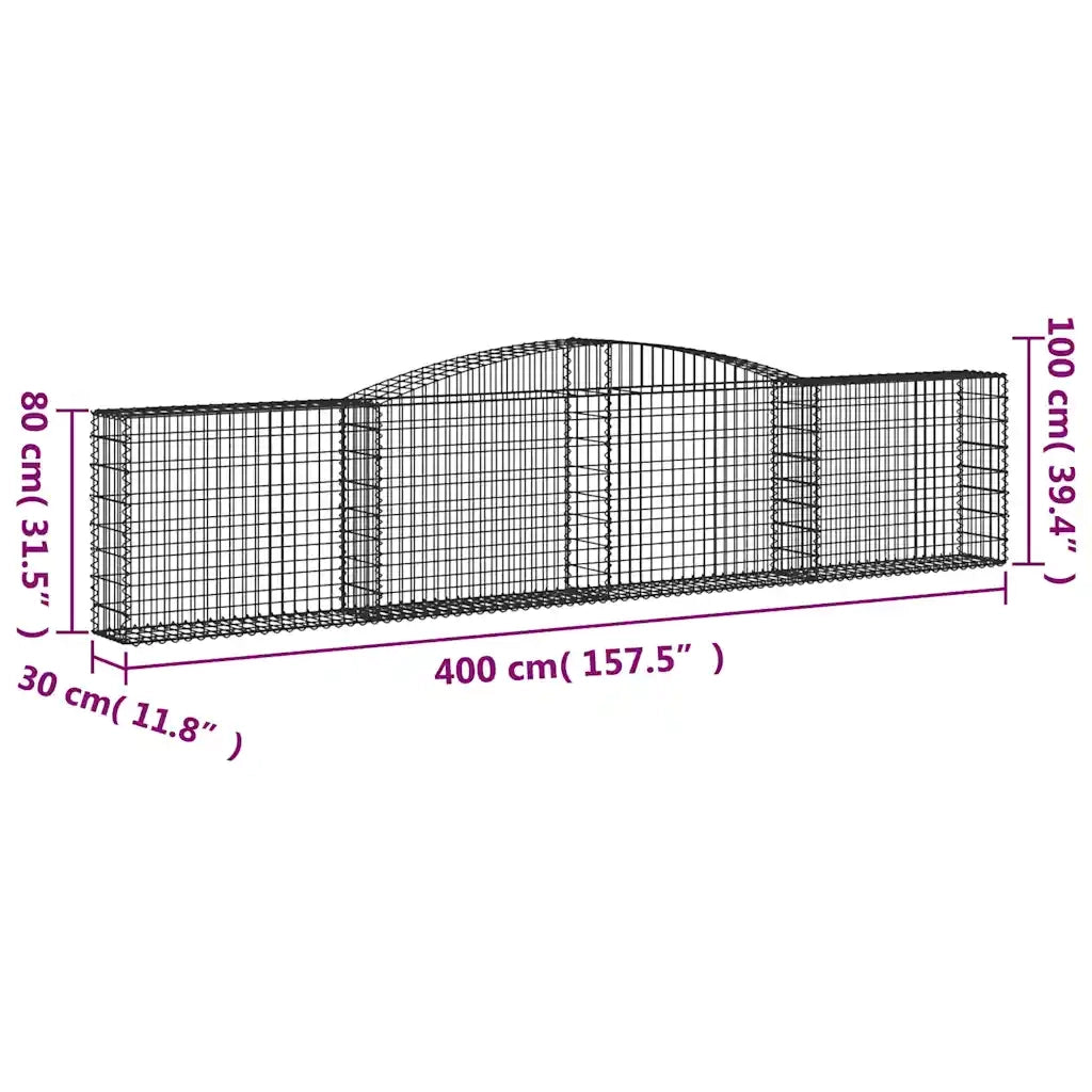 Cesti Gabbioni ad Arco 6 pz 400x30x80/100 cm Ferro Zincato 3146857