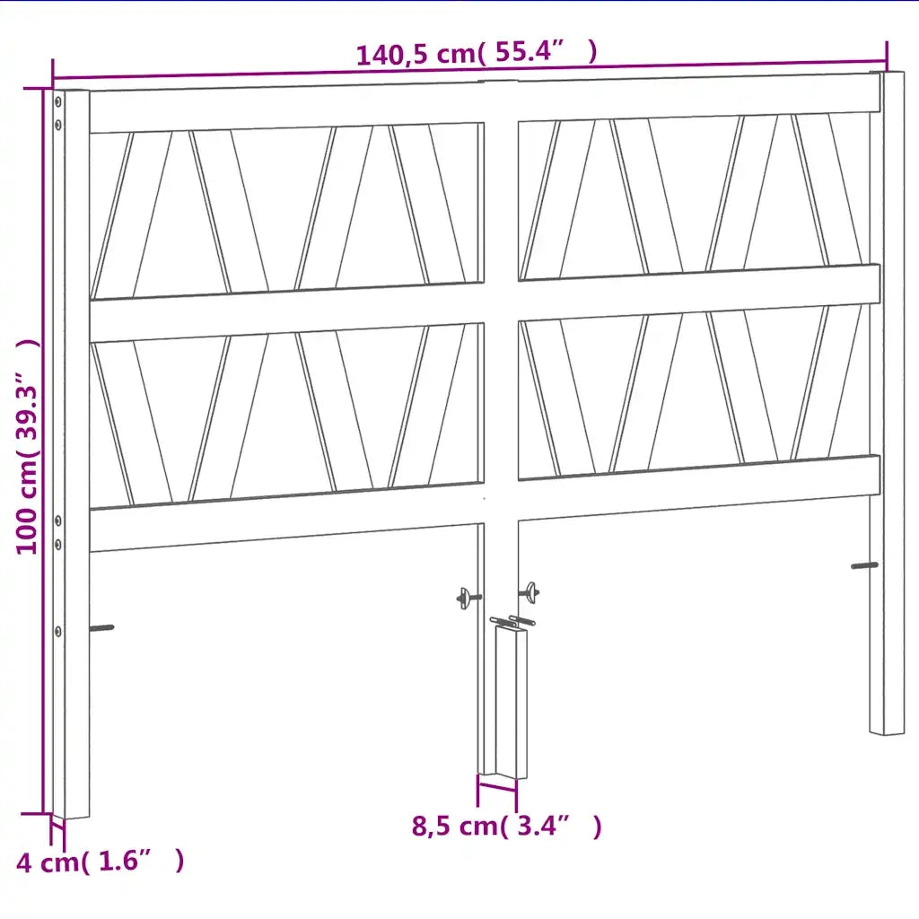 Testiera | Testata Marrone Cera 135 cm in Legno Massello di Pino
