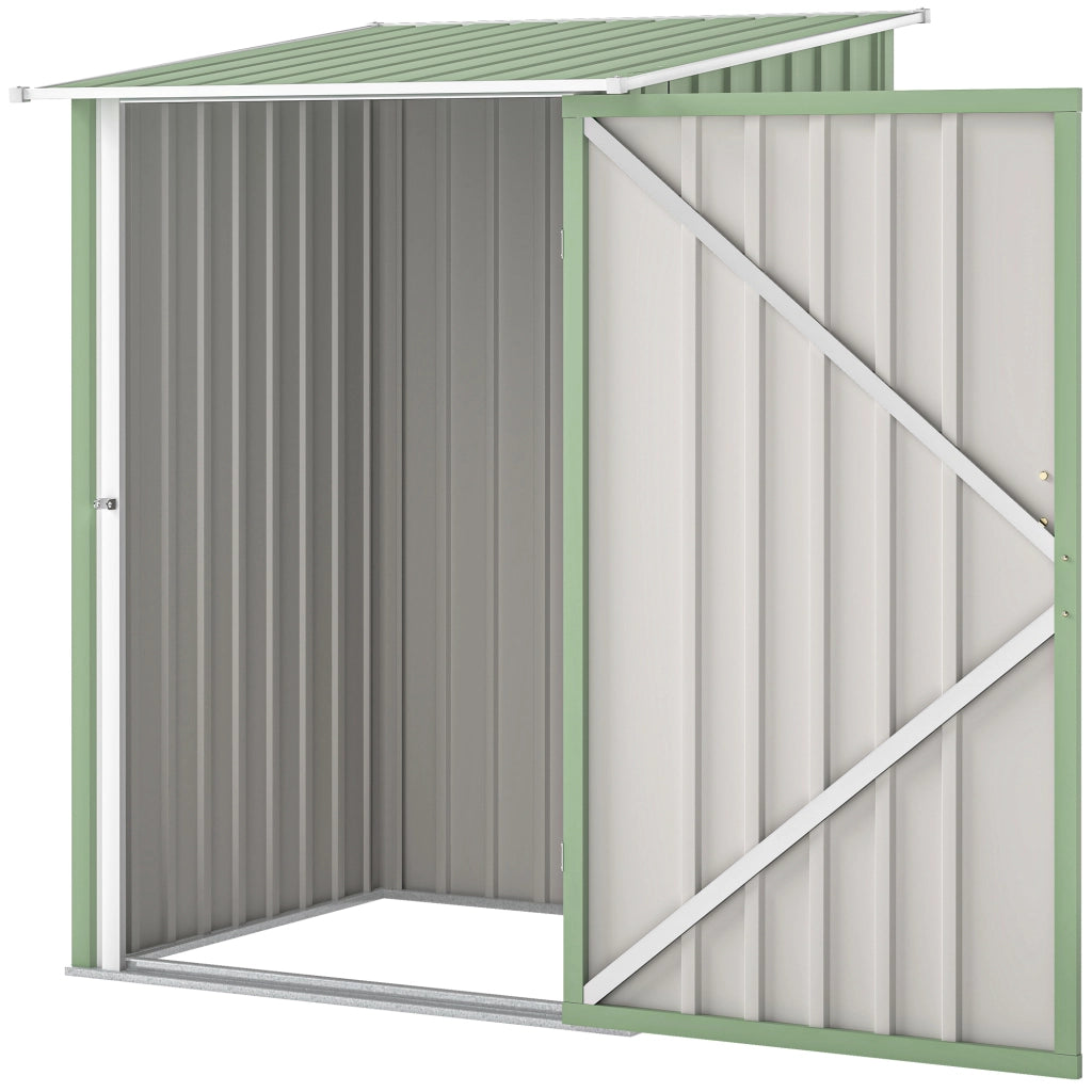 Casetta da Giardino Porta Attrezzi in Acciaio Galvanizzato con Porta, 100x104x160 cm, Verde Chiaro