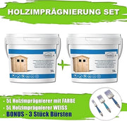 Kit di impregnanti per legno - 5 litri di colore BIANCO+ 5 litri di impregnante di colore TEAK