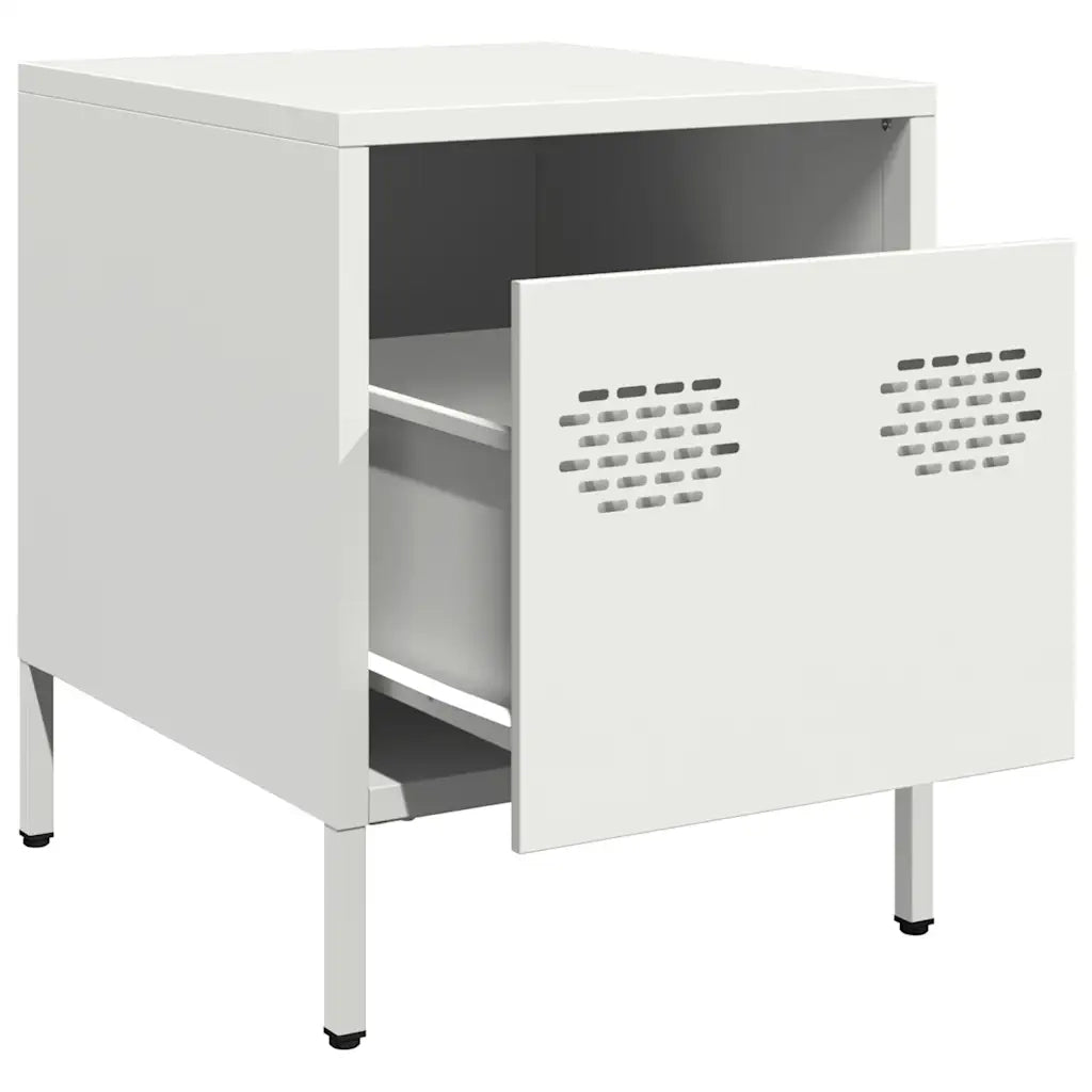 Comodino Bianco 35x39x43,5 cm in Acciaio