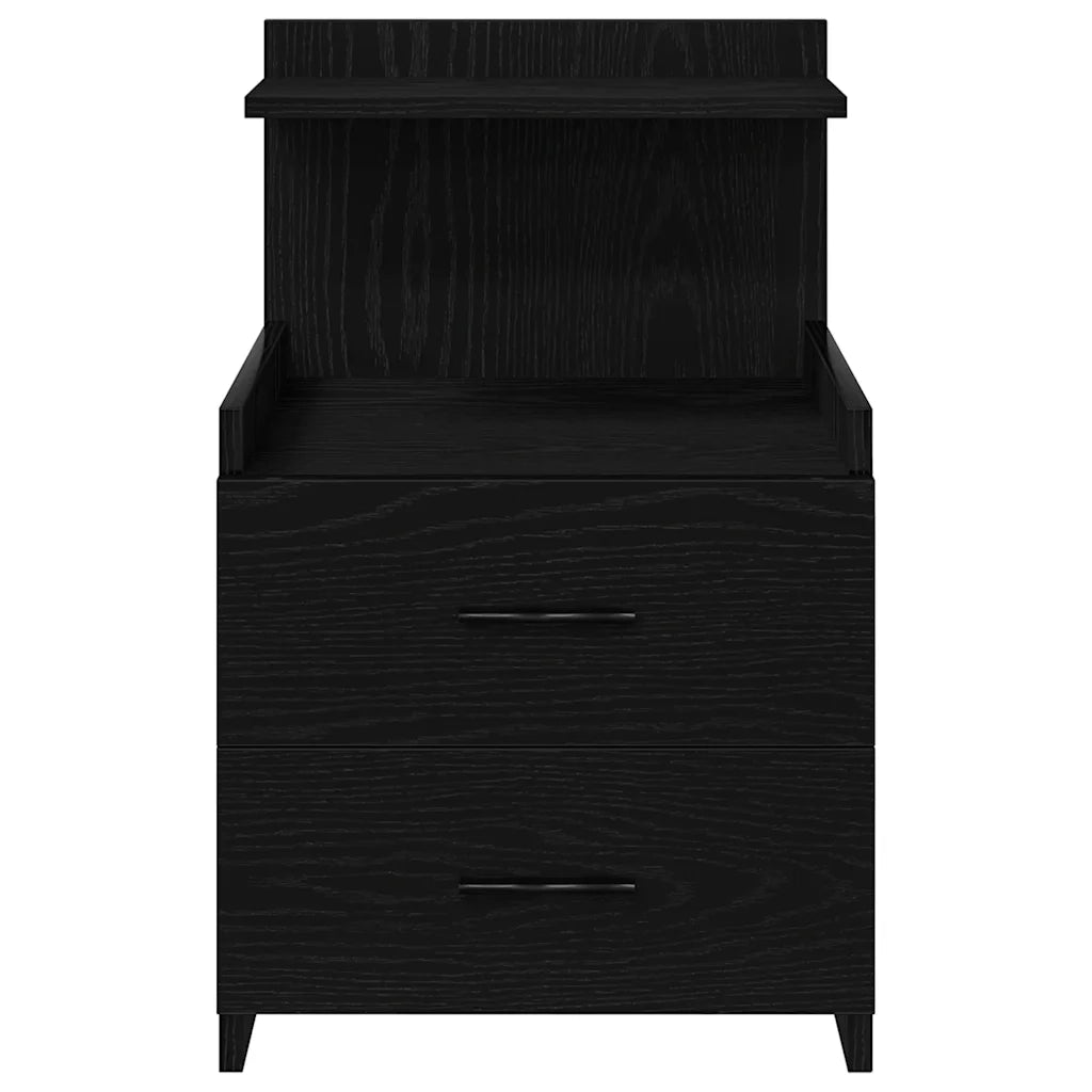 Comodini 2 pz con 2 cassetti neri 40x36,5x62 cm