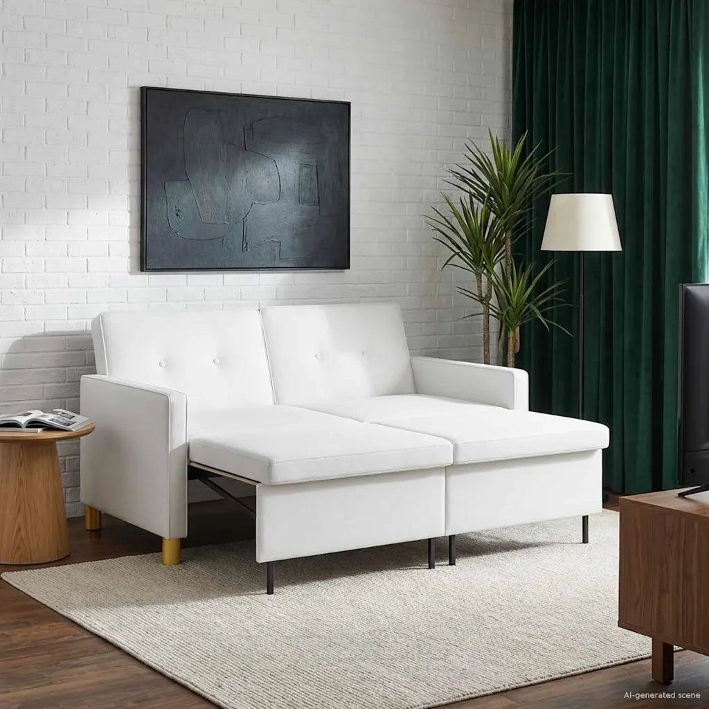 Divano letto | Sof¨¤ letto | Letto singolo Estraibile Bianco Tessuto