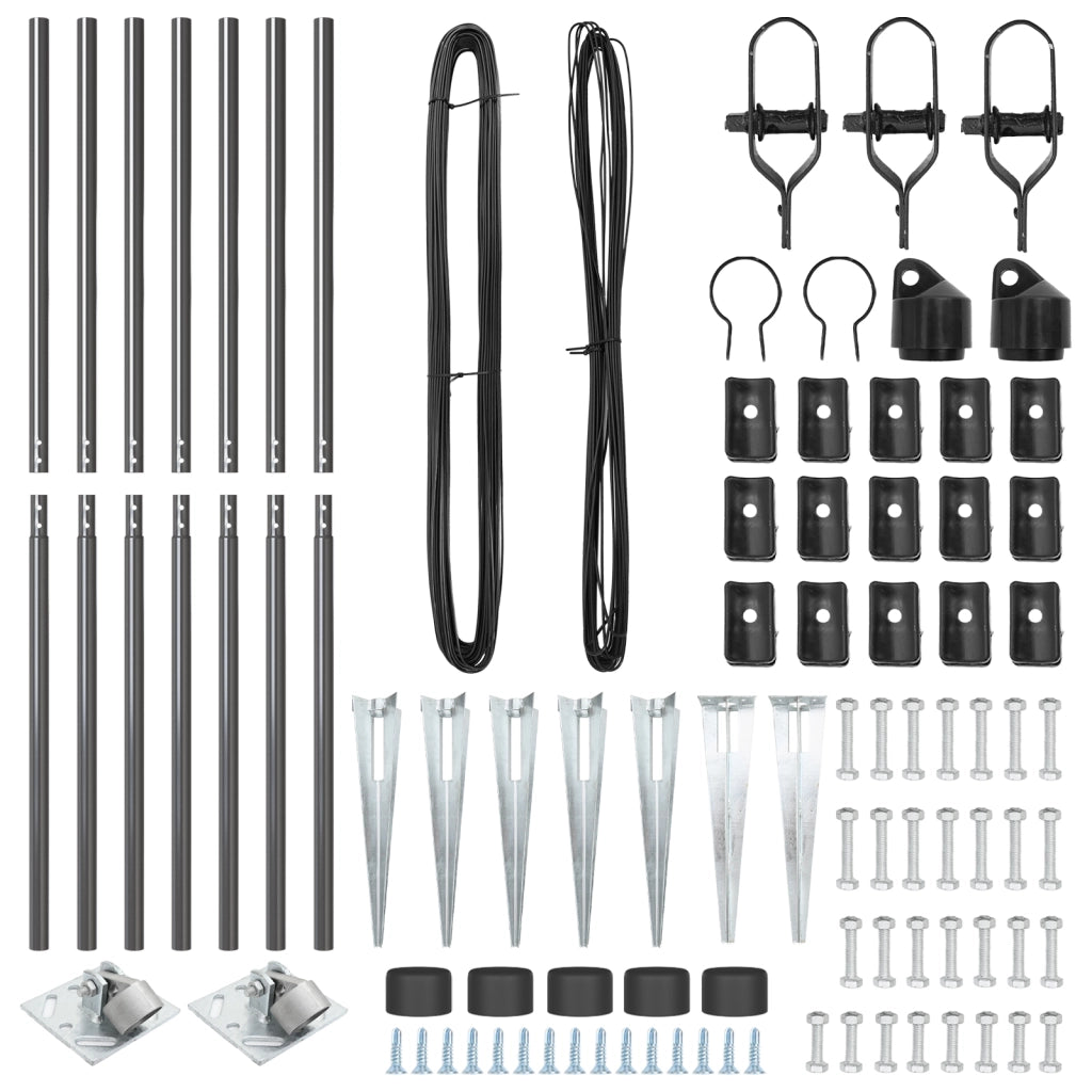 Pali per Recinzione con Punta 7 pc Ã˜32 mm 170 cm Acciaio Zincato