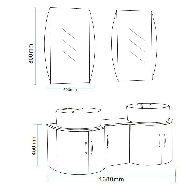 Mobile Bagno Bianco 138 cm Lavabo Incluso – Tiger