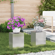 Supporti per Piante da Esterno Pilastro 2 pcs 24x24x35 cm Acciaio Inossidabile