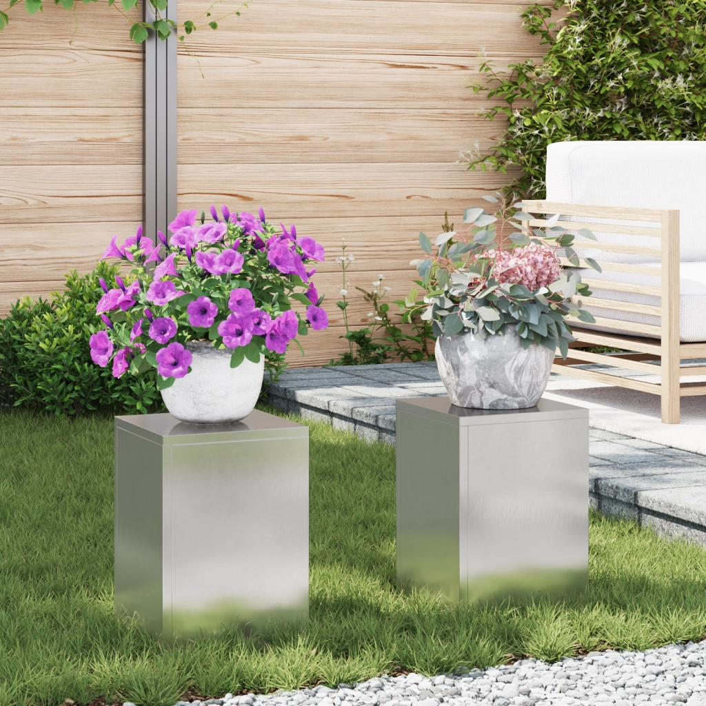 Supporti per Piante da Esterno Pilastro 2 pcs 24x24x35 cm Acciaio Inossidabile